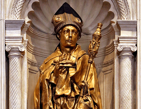 The statue of Saint Louis of Toulouse, by Donatello.