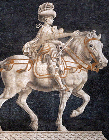 The Florentine Captain-General Niccolò da Tolentino, painting in the Duomo, Florence, by Andrea del Castagno, 1456.