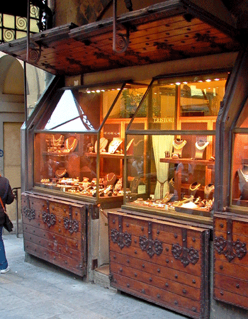 A jewelry shop on the Ponte Vecchio.