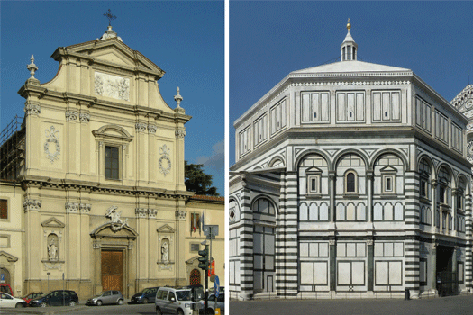 The Convent of San Marco and the Baptistry of San Giovanni in Florence.